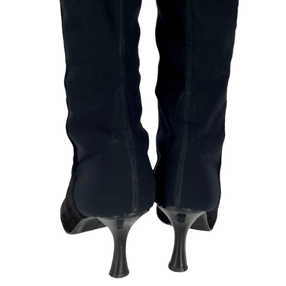 STUART WEITZMAN BLACK SUEDE KNEE HIGH STILETTO LEOPARD BOOTS VINTAGE Y2K 90s - Picture 9 of 12